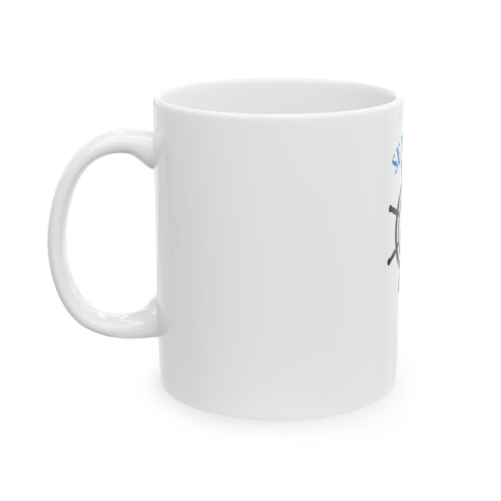 Seafarer Club Ceramic Mug — Anchor & Ship Wheel Nautical Coffee Cup (11oz, 15oz)