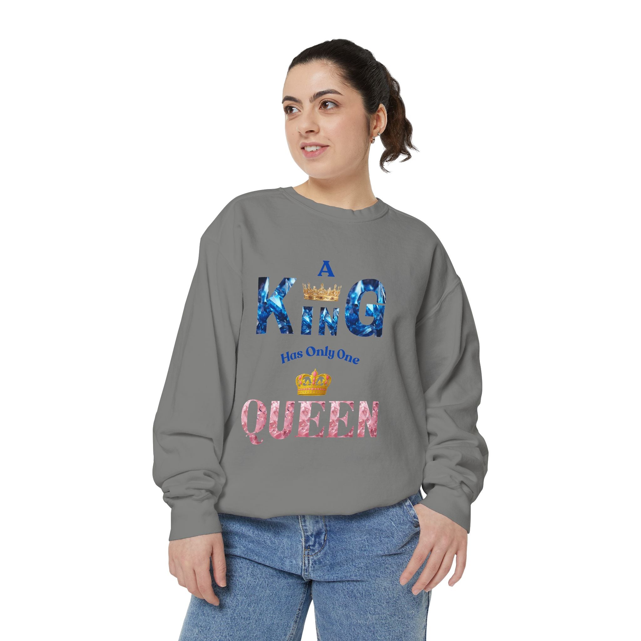 King & Queen Crown Sweatshirt — Royal Couple Matching Crewneck