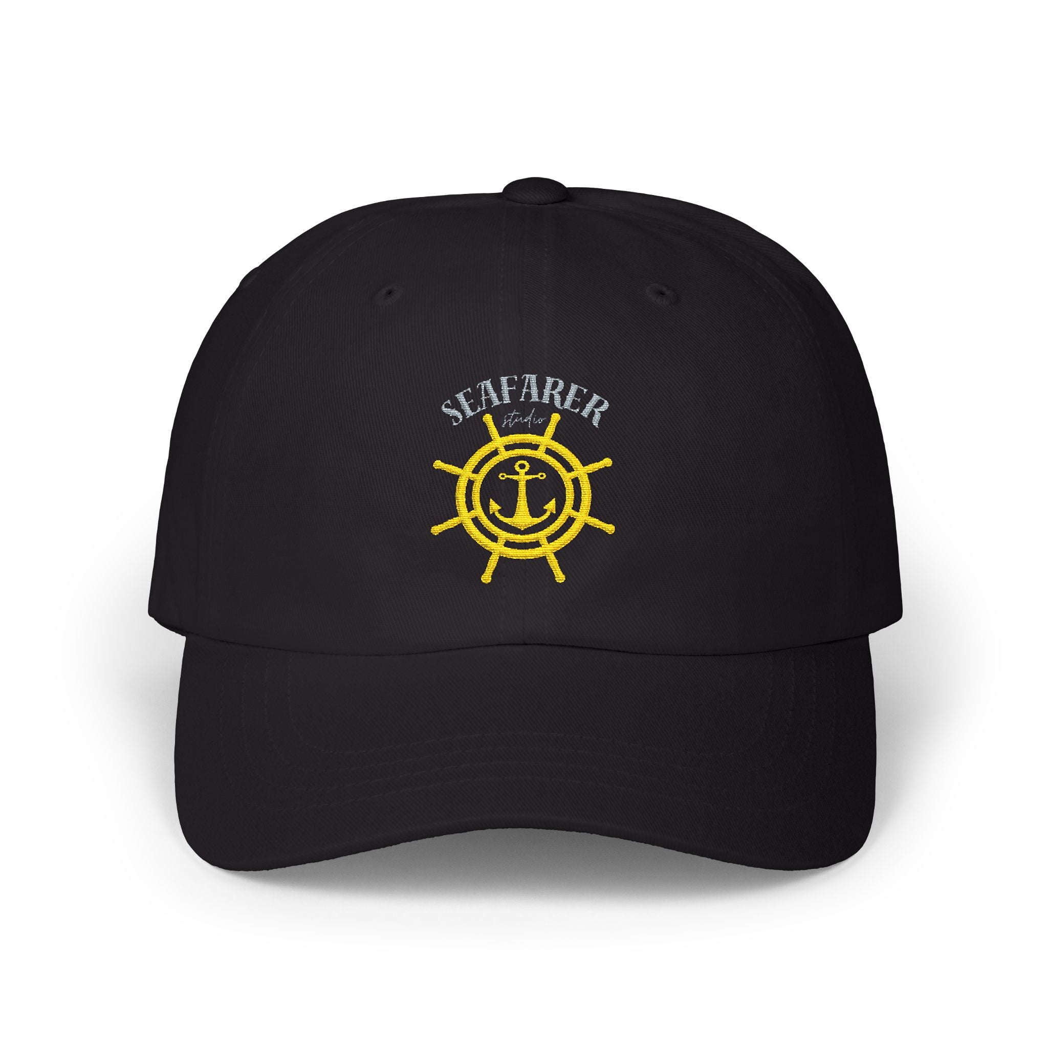 Seafarer Embroidered Dad Cap — Nautical Anchor & Ship Wheel Hat
